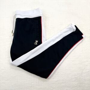Champion Womens Track Pants Slim Leg Tricot Zipper Cuff Black Size Small